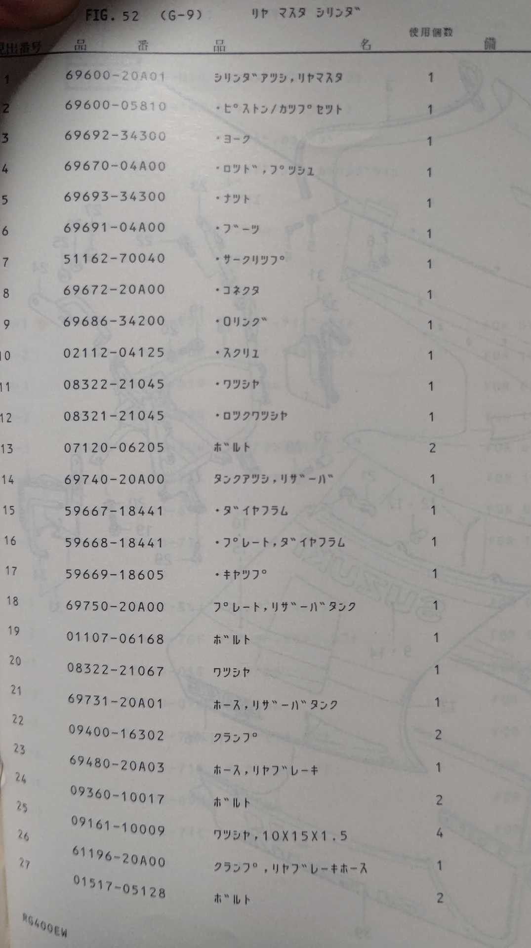 DNDさんで、リヤブレーキを相談、無理そうなので、パーツリストで比較しながら、とにかく注文 ＃RG250Γ #HB | HIRO.F's Scrawl  - 楽天ブログ